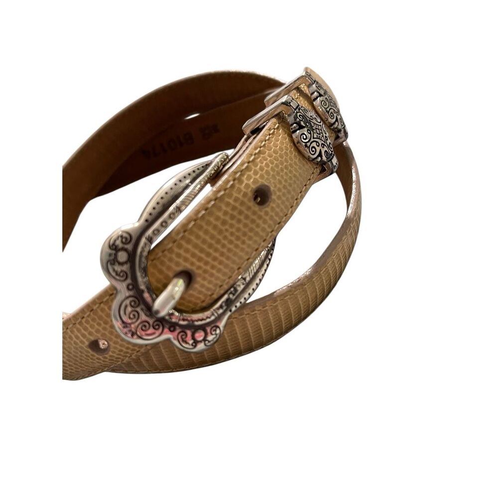 Brighton #10174 Women’s Vintage Beige Snake Embossed With Silver Etched Leather